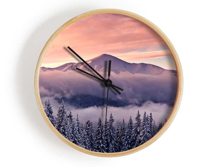 Mountain Winter Mist Clock - Wallart-Direct UK