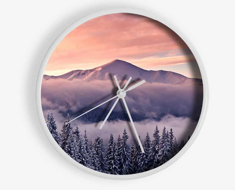 Mountain Winter Mist Clock - Wallart-Direct UK