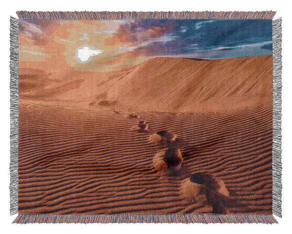Footprints In The Desert Sun Woven Blanket