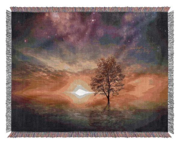 Tree In The Universal Skies Woven Blanket