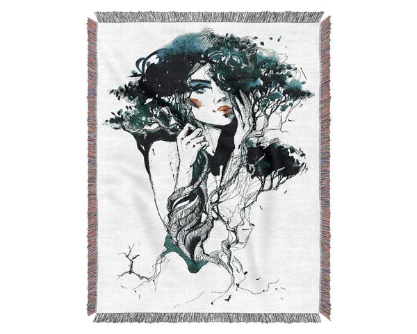 Forest Girl Woven Blanket