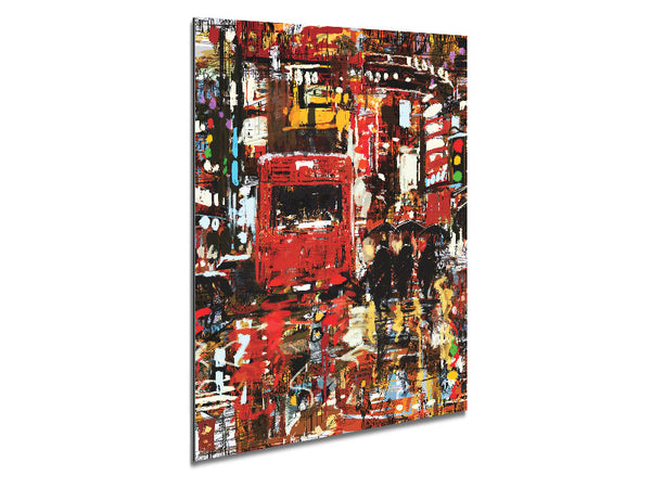 Roter Bus in den belebten Straßen