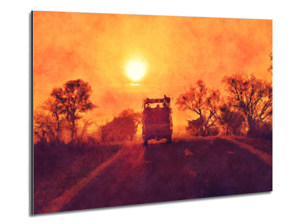 In den Sonnenuntergang fahren