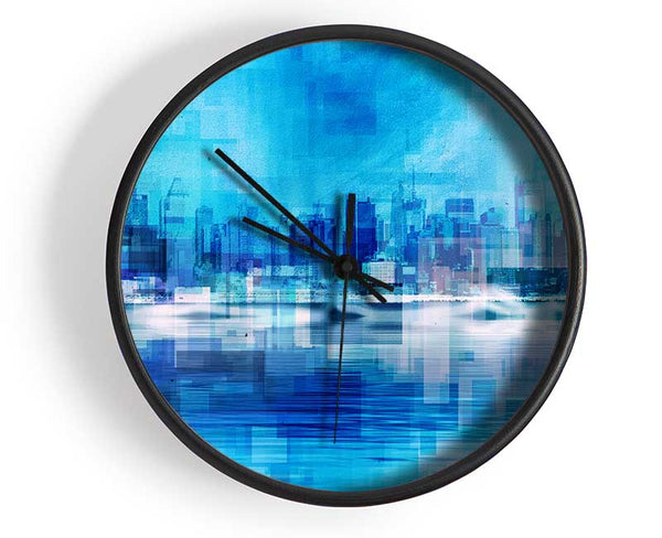 Electric Blue City Clock - Wallart-Direct UK