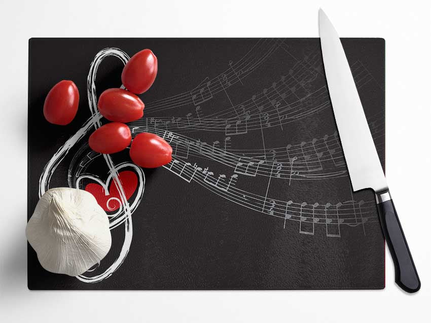 For The Love Of Music Glass Chopping Board