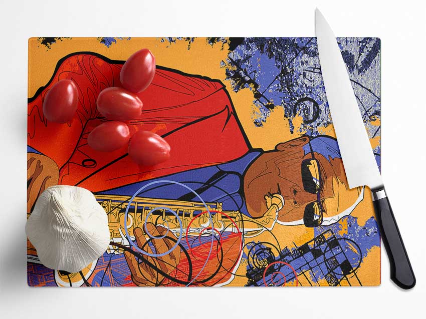 Saxophone Player 1 Glass Chopping Board