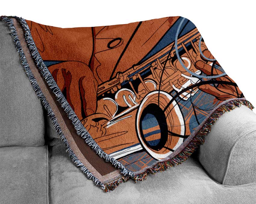 Saxophone Player 1 Woven Blanket