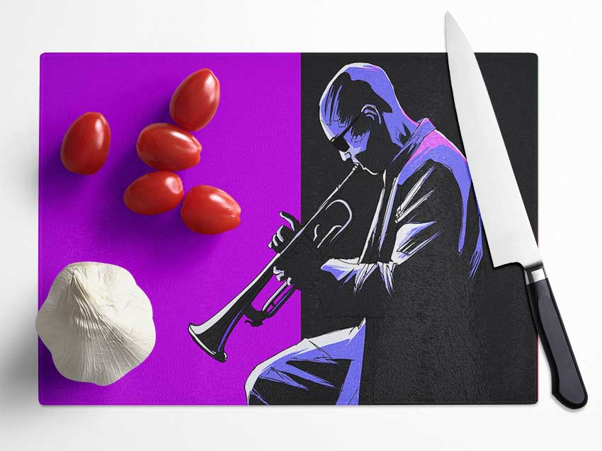 Trumpet Player Glass Chopping Board