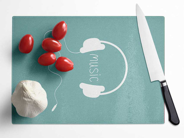 Music Between The Ears Glass Chopping Board