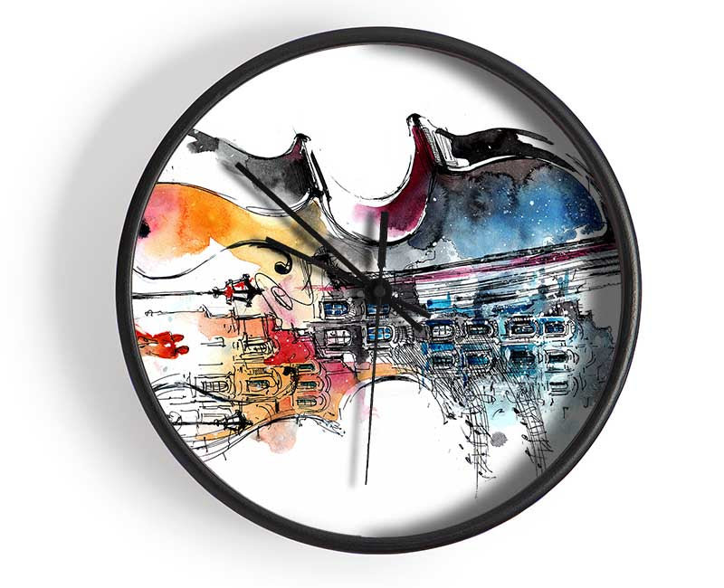 Double Bass In The Music Clock - Wallart-Direct UK