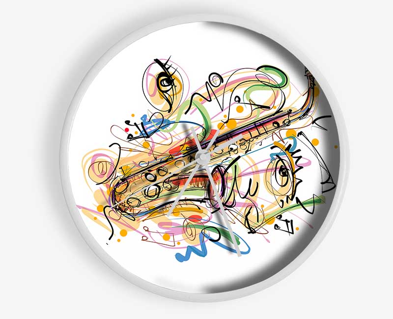 Saxophone Rainbow Tunes Clock - Wallart-Direct UK