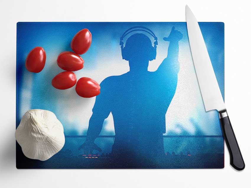 DJ Blues Glass Chopping Board