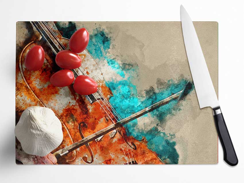 Double Bass Play Glass Chopping Board