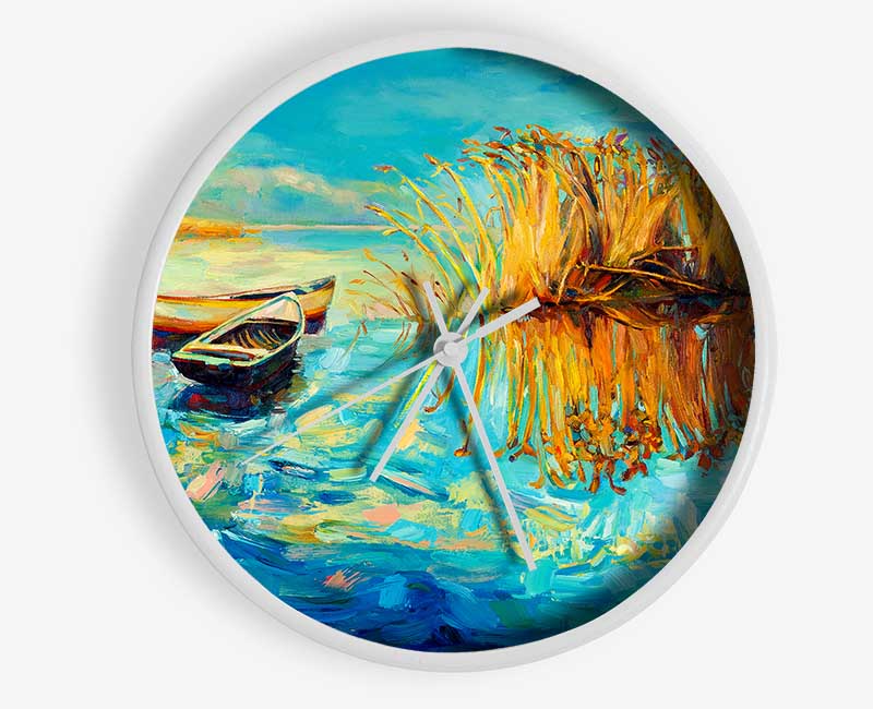 Twin Sailboat Reflections Clock - Wallart-Direct UK