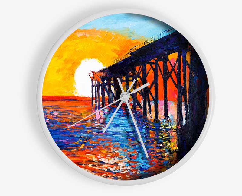 Sun At The End Of The Pier Clock - Wallart-Direct UK