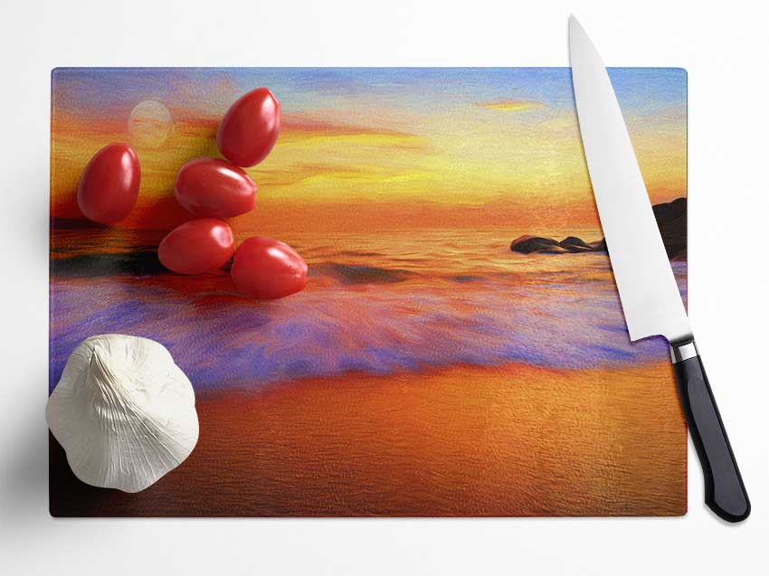 Movement Of The Ocean Waves Glass Chopping Board