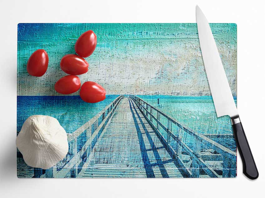 Pier Blues Glass Chopping Board