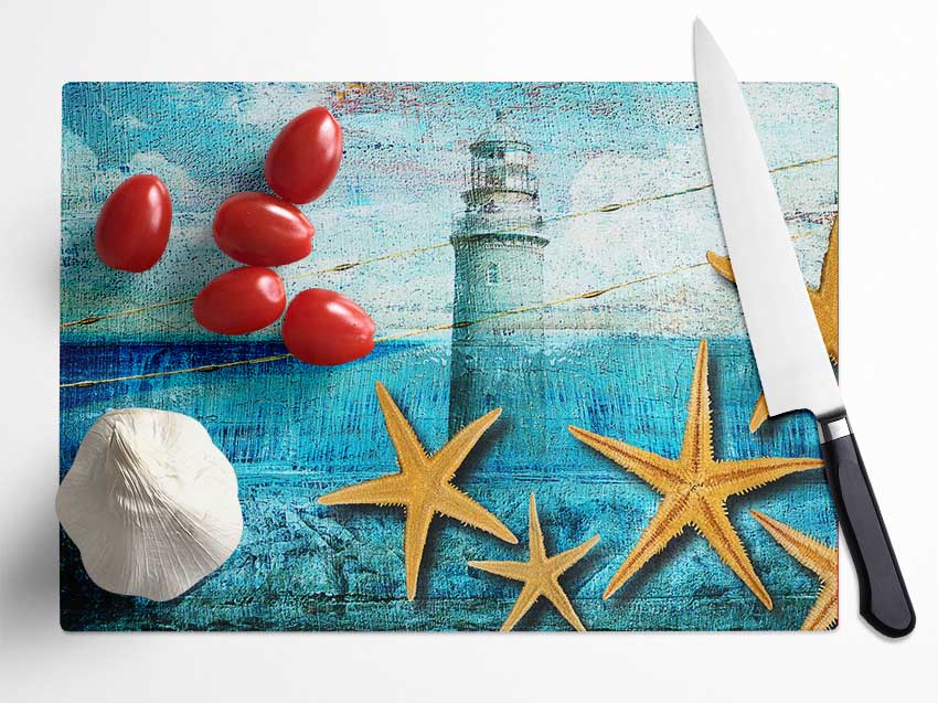 Lighthouse Shellfish Glass Chopping Board