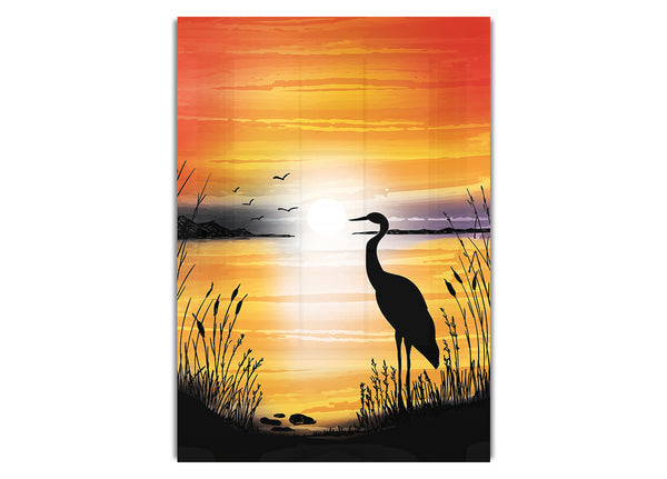 Schöner Kran bei Sonnenuntergang