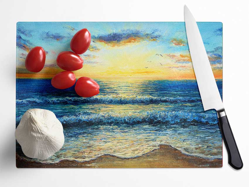 Painting Of The Perfect Sunset Glass Chopping Board