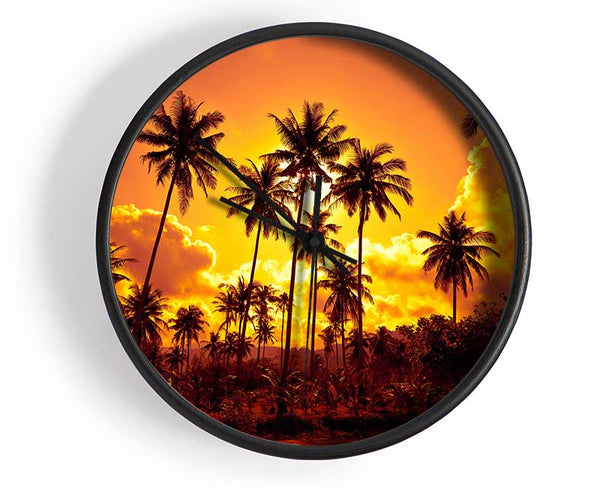 Sun Behind The Palm Trees Clock - Wallart-Direct UK