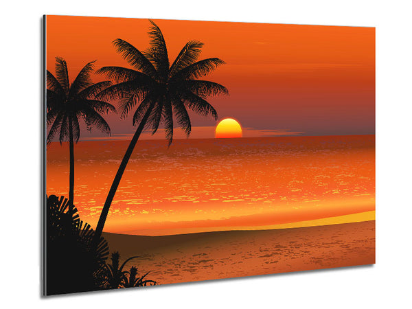 Orange Palm Tree Sun
