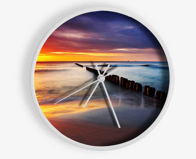 Sun Through The Ocean Waves Clock - Wallart-Direct UK