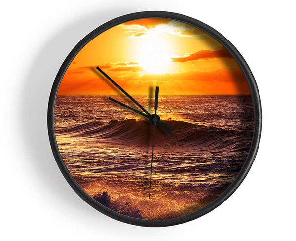 Sun Blaze Waves Clock - Wallart-Direct UK