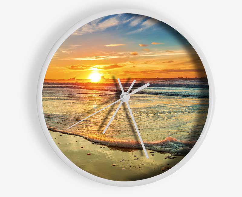 Waves Of The Sunset Ocean Clock - Wallart-Direct UK