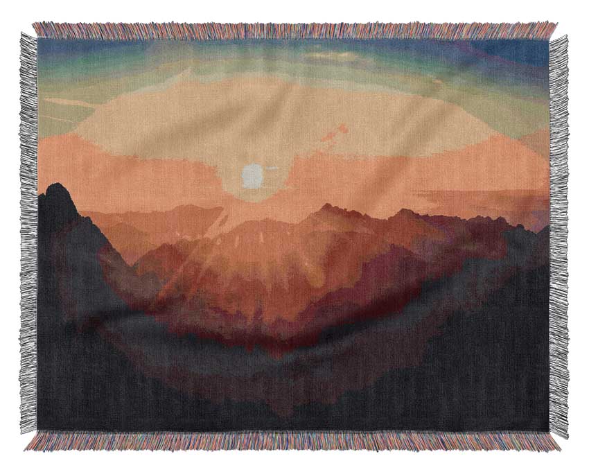 Sunrays Over The Mountains 2 Woven Blanket