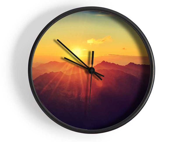 Sunrays Over The Mountains 2 Clock - Wallart-Direct UK