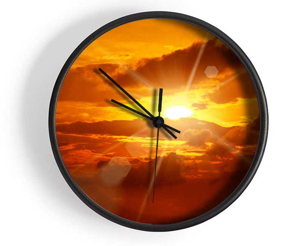 Sun Blaze Clouds Clock - Wallart-Direct UK