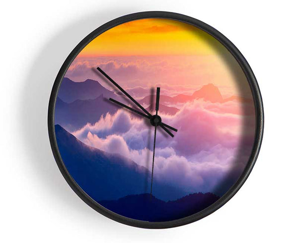 Sun Above The Mountain Clouds Clock - Wallart-Direct UK
