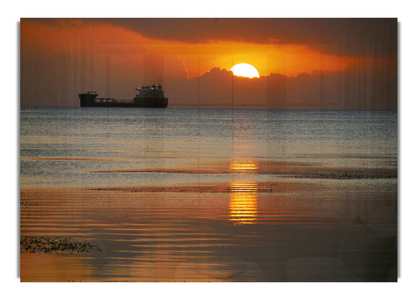 Ozean Schiff Sonne Glühen