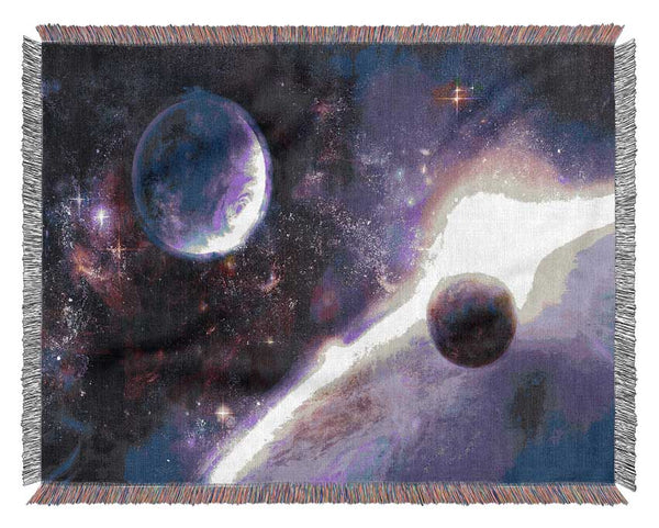 Purple Planet Glow Woven Blanket