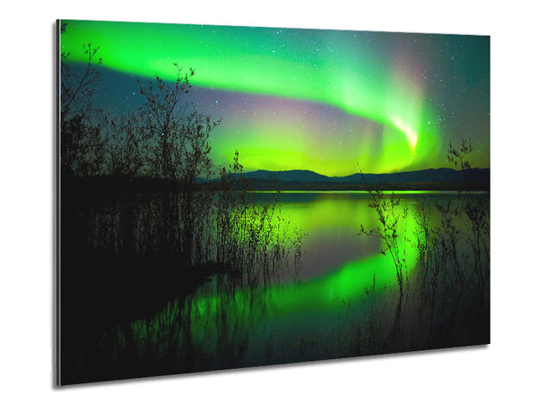 Green Northern Lights Metal Print