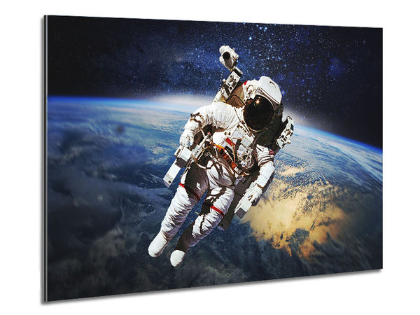Astronaut Above The Earth Metal Print
