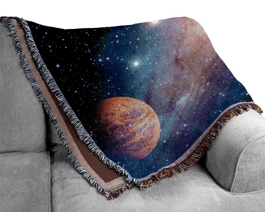 Spaceman In The Galaxy Woven Blanket