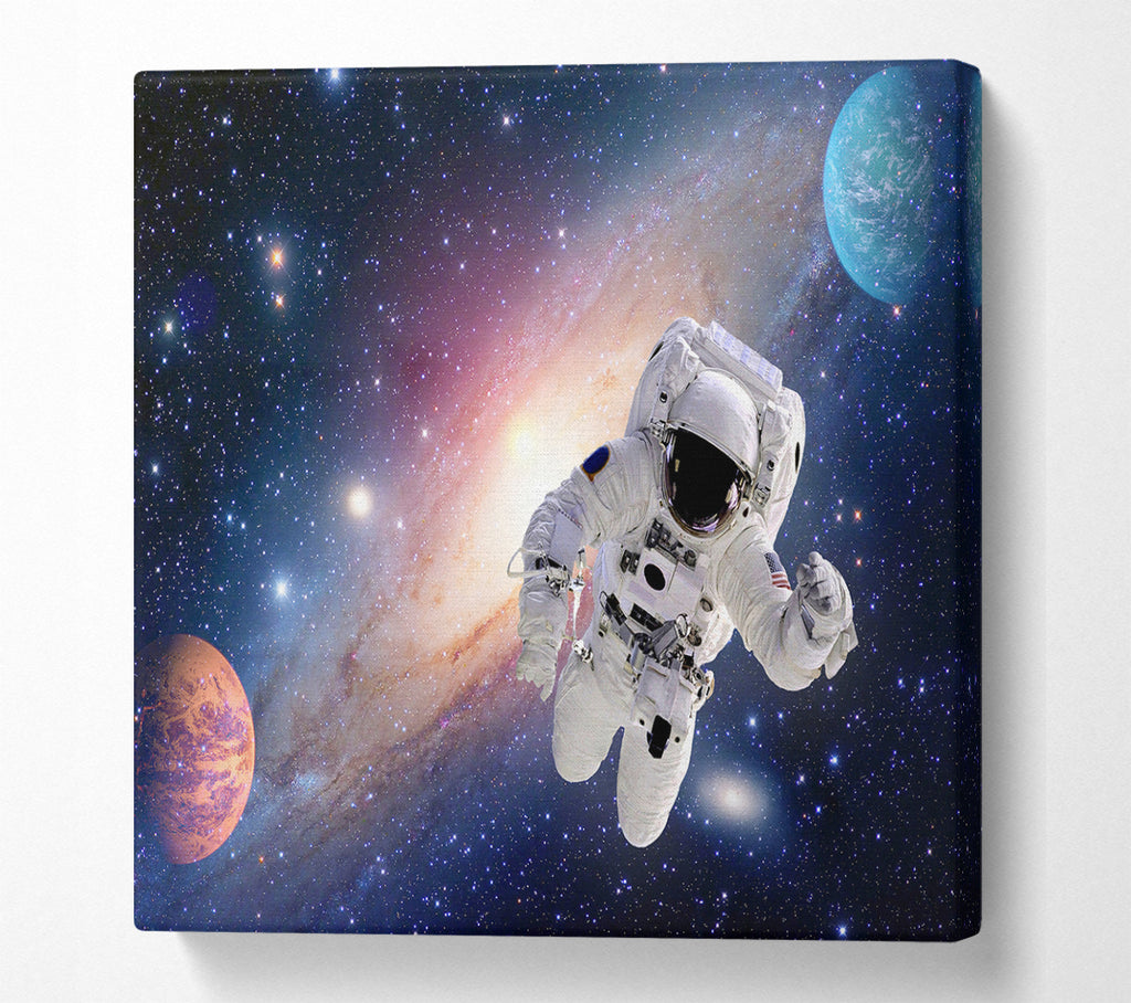 A Square Canvas Print Showing Spaceman In The Galaxy Square Wall Art