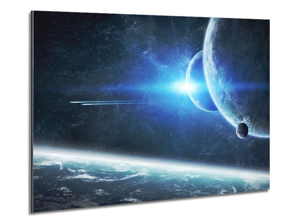 Ice Blue Planet Metal Print