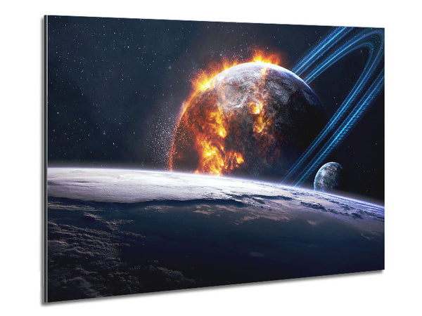 Flaming Sun Above The Earth Metal Print