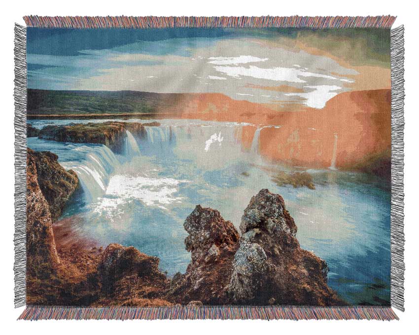 Sunset Over The Stunning Waters Woven Blanket