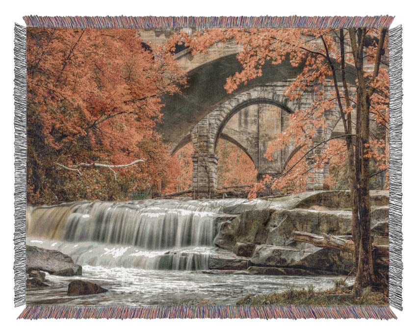 Bridge In The Forest Woven Blanket
