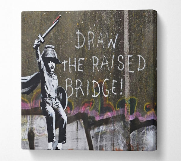 A Square Canvas Print Showing Draw The Raised Bridge Square Wall Art