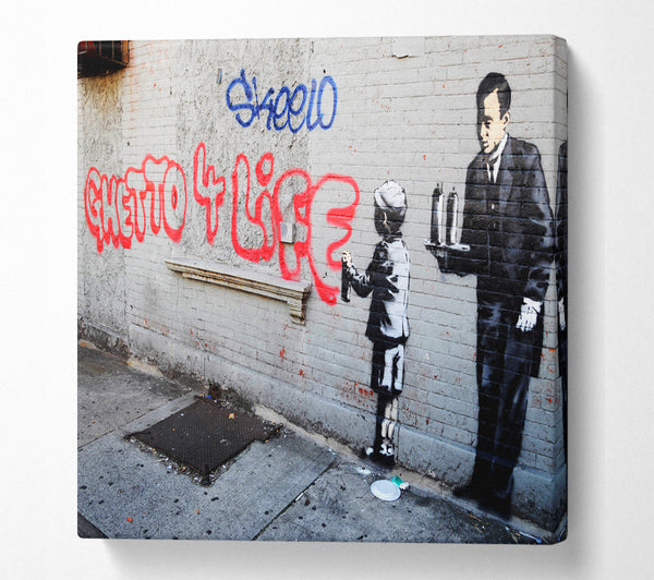 A Square Canvas Print Showing Ghetto for life Square Wall Art