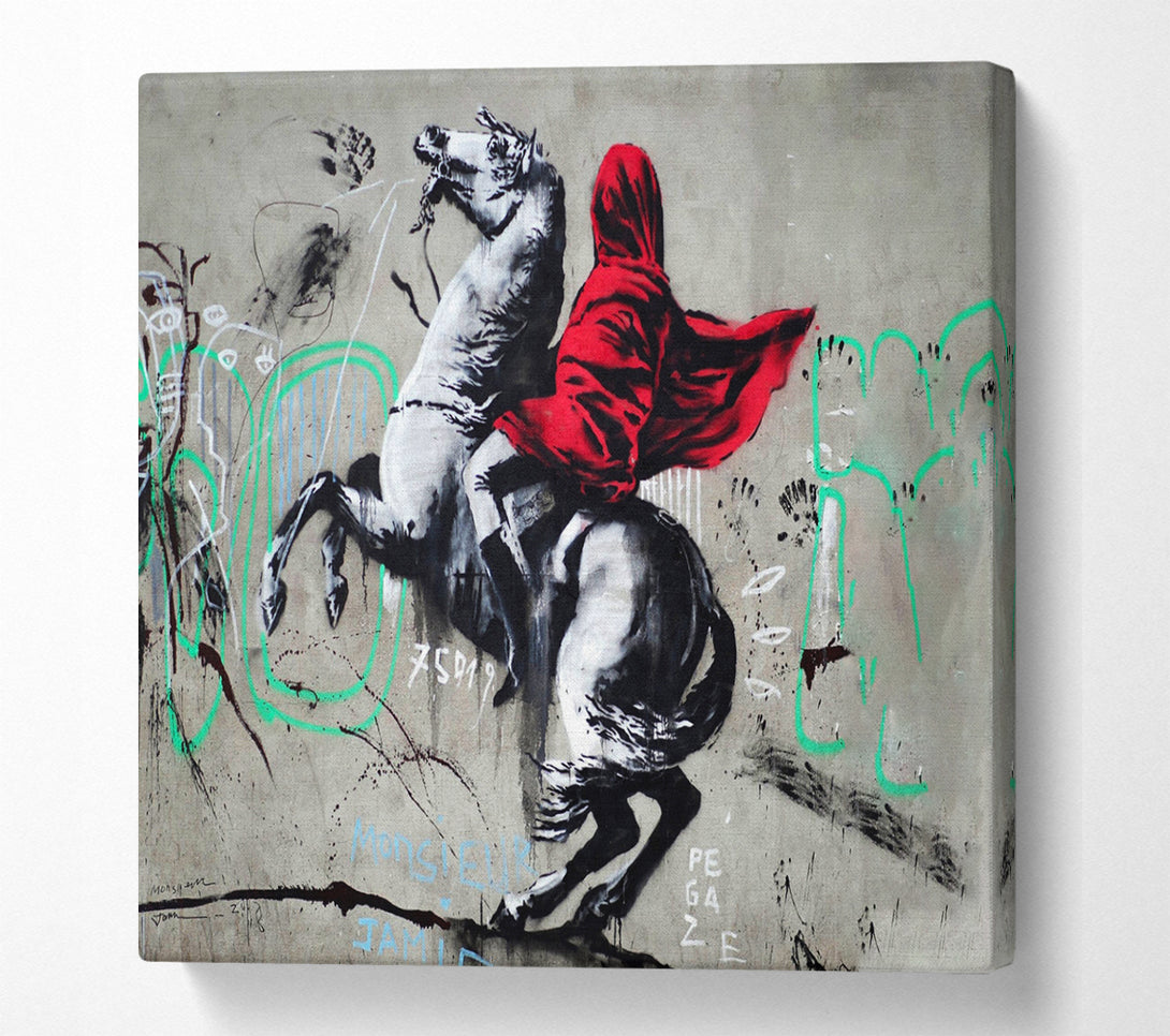 A Square Canvas Print Showing Graffiti In Paris Square Wall Art