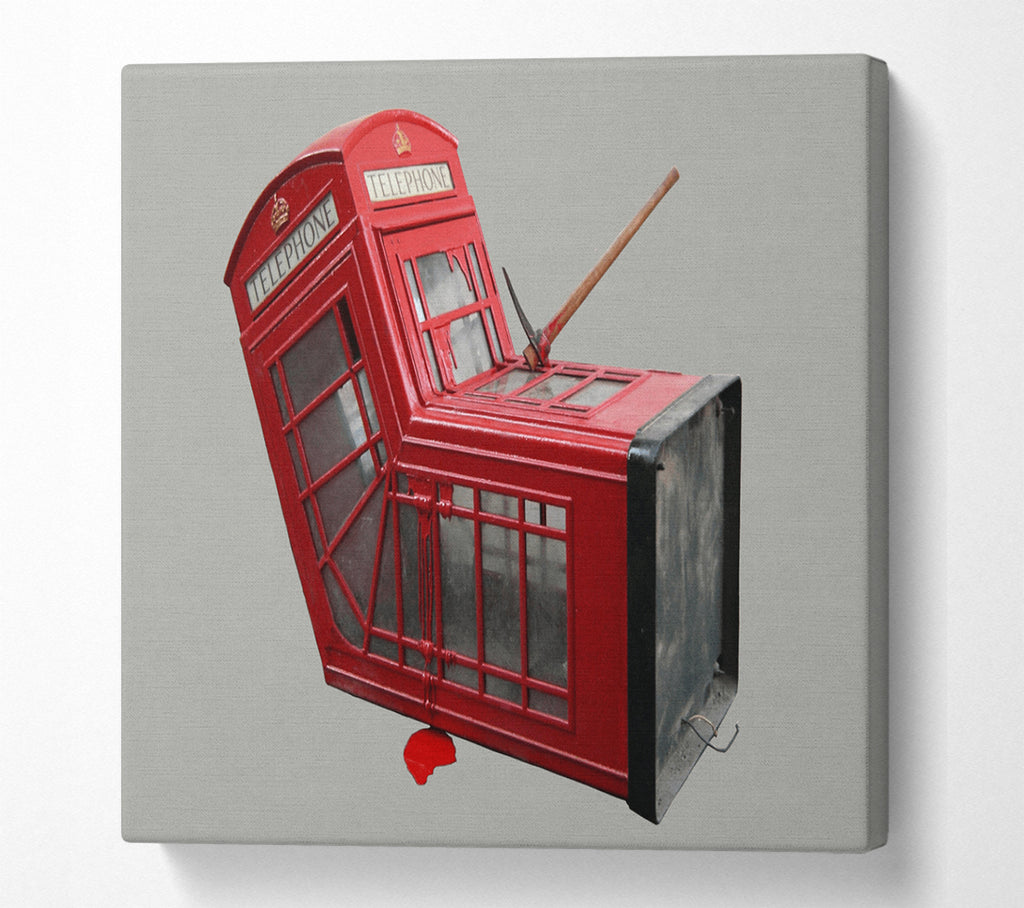 A Square Canvas Print Showing Telephone box Dismaland Square Wall Art