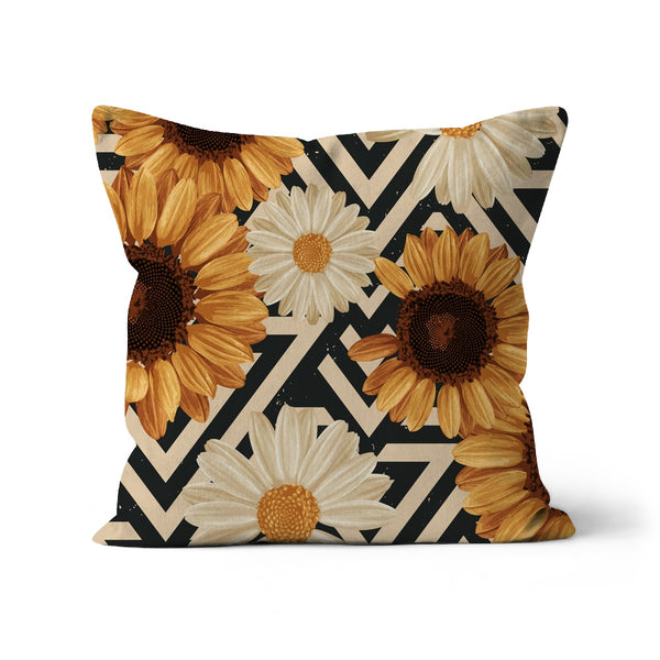 Sunflowers And Daisies Flowers Cushion