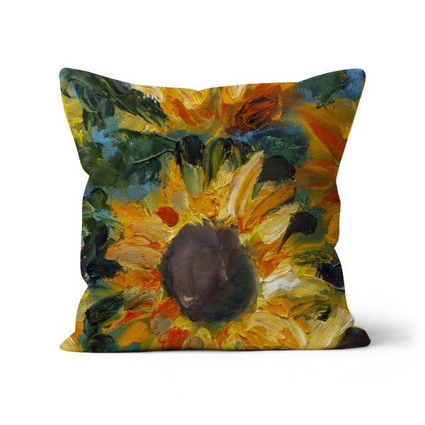 Impressionistische Sonnenblumen-Blumen Kissen