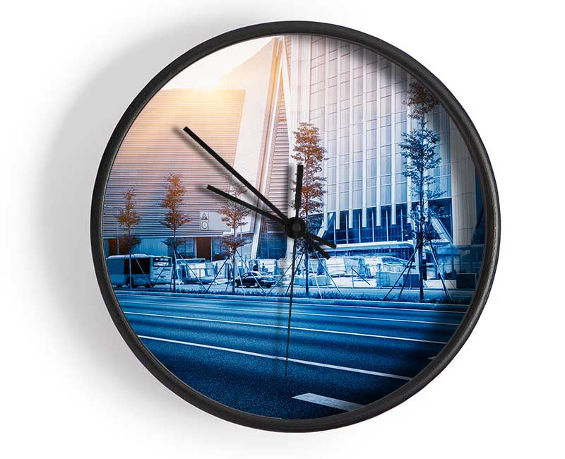 Blue city sunglare Clock - Wallart-Direct UK